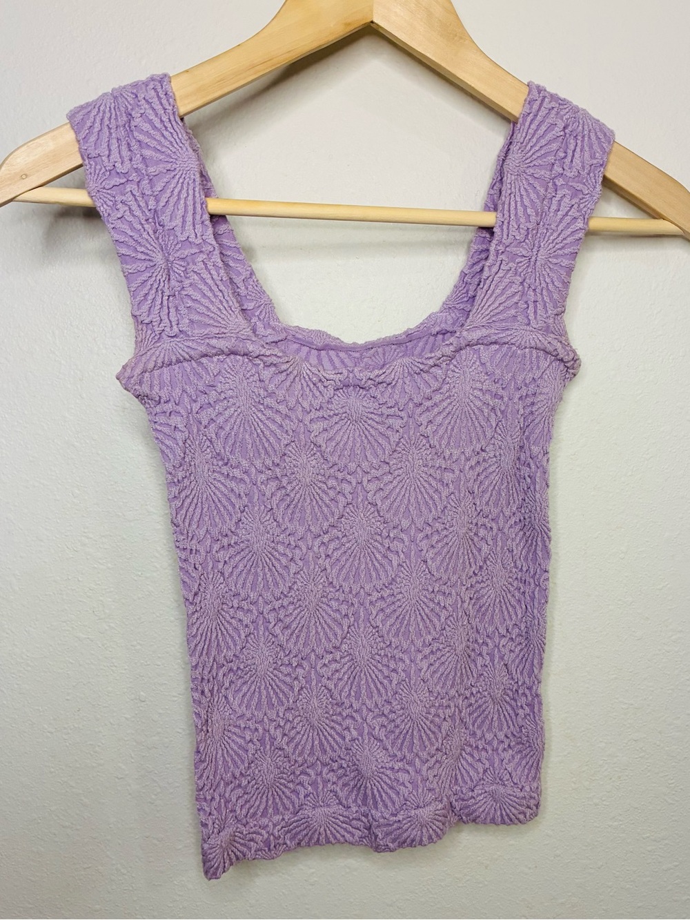 Vici Lilac Textured Knit Square Neck Tank